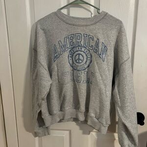 American Eagle Outfitters Gray Crewneck Sweater with Bold Graphic
